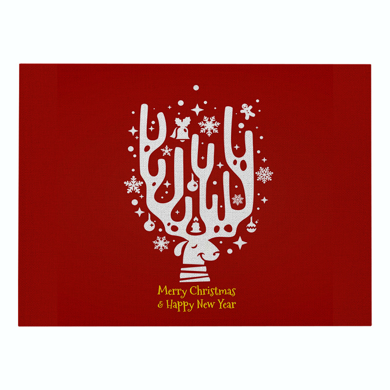 Title 9, Christmas Red Series Cotton And Linen Placemat