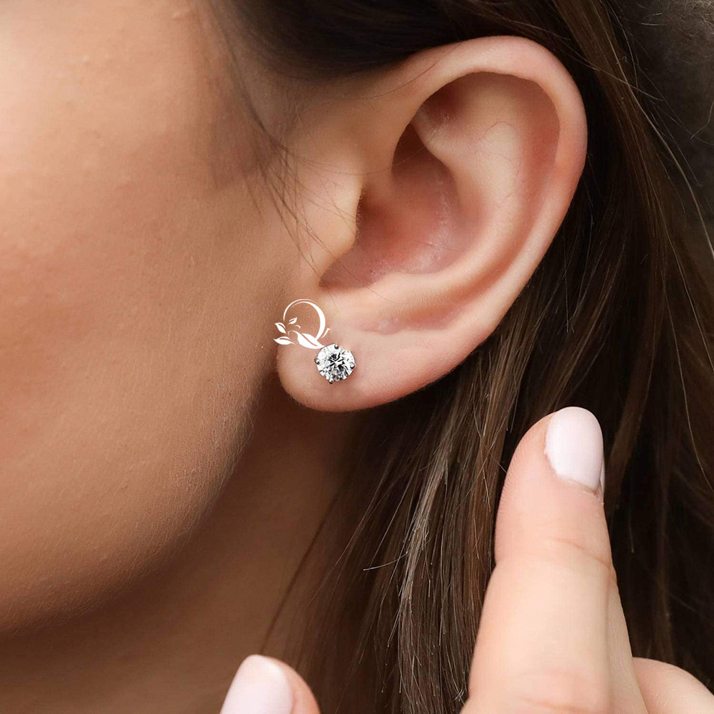 Use Austrian Imported Zircon White Round 6mm Ear Studs