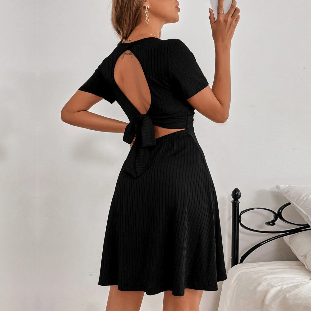 Title 2, Womens Backless Strappy V Neck Ruffle Skirt Dr...