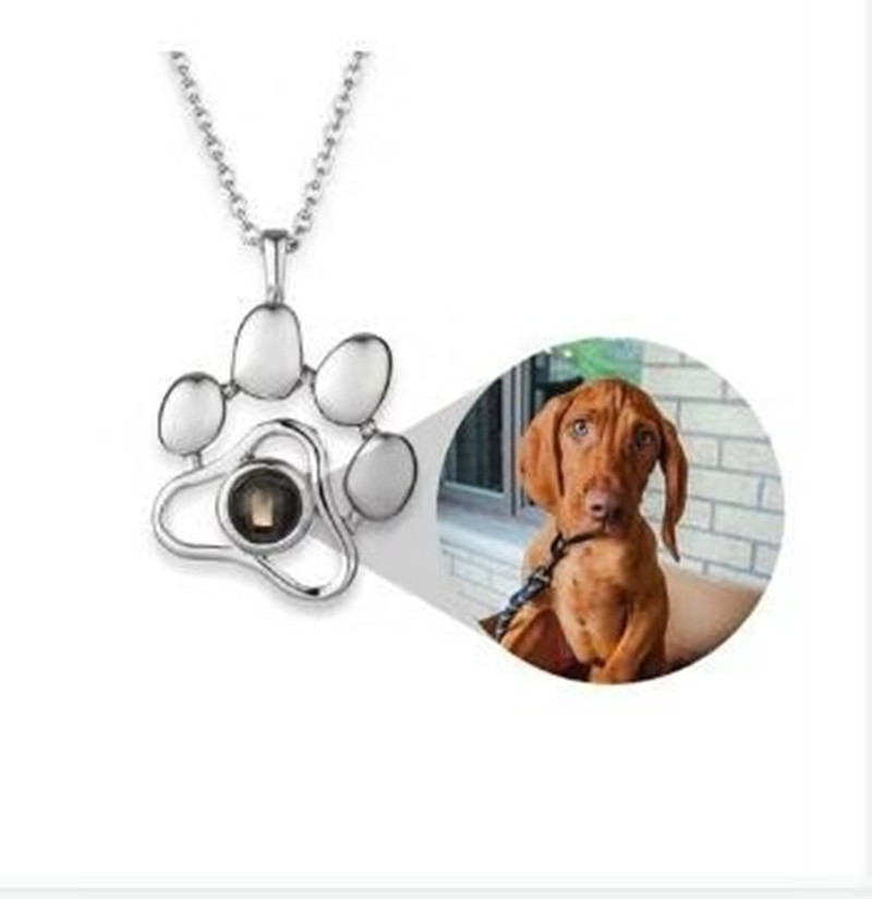 Projection Pendant Titanium Steel Necklace Dog Tag Paw Print