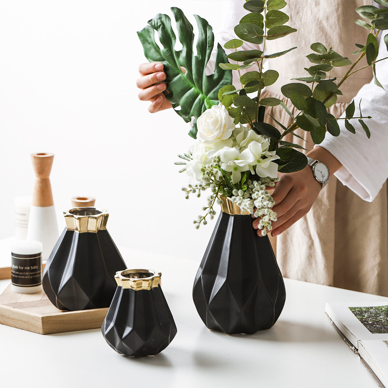 Golden Nordic Light Luxury Ins Ceramic Vase Decoration