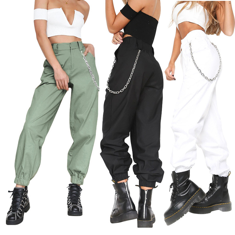 Title 5, Sports Casual Pants Harem Wide Leg Belt Chain