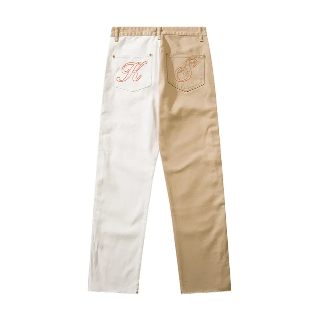 Hiphop American Trendy Jeans Straight Wide Leg Apricot - Shop at LoveMi