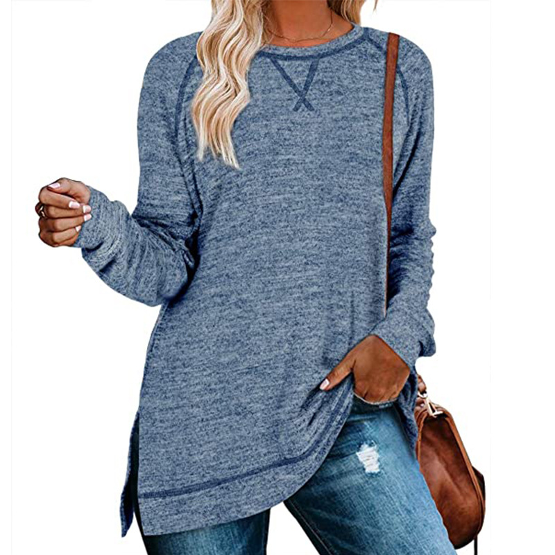 Autumn And Winter European And American Sources Women's Solid Color Sweater Sapphire Xl - Shop at LoveMi