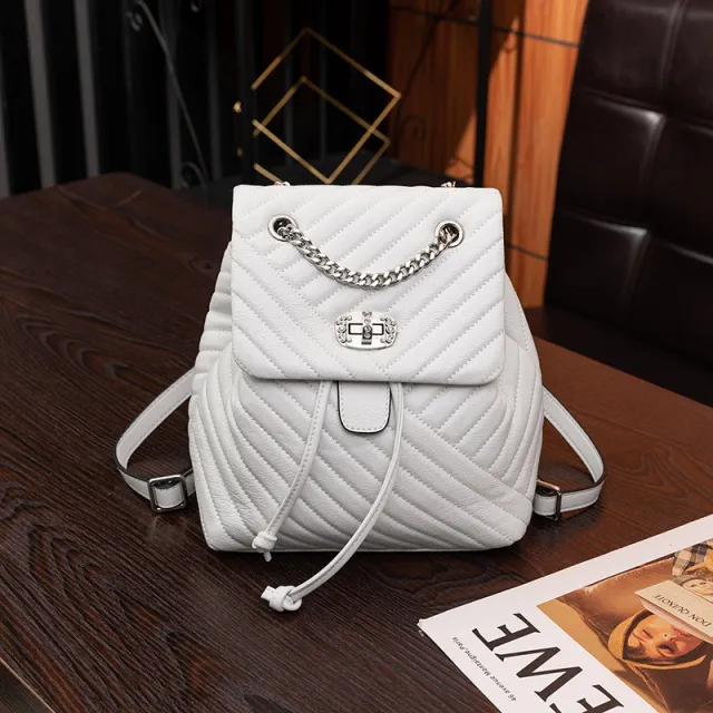 Casual Versatile Embroidery Line Casual Small Backpack Fashion White - Shop at LoveMi