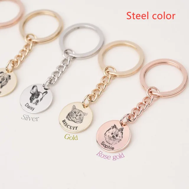 Ins Pet Cat And Dog Photo Diy Keychain Steel Color - Shop at LoveMi