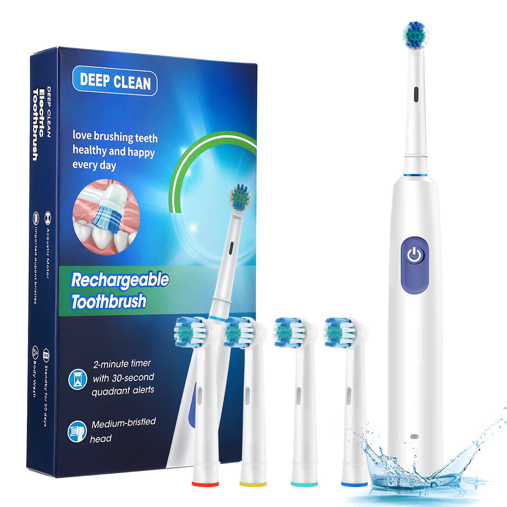 Rotating Electric Toothbrush, Smart Timer 4 Brush Heads 5 Modes USB Rechargeable — image 6