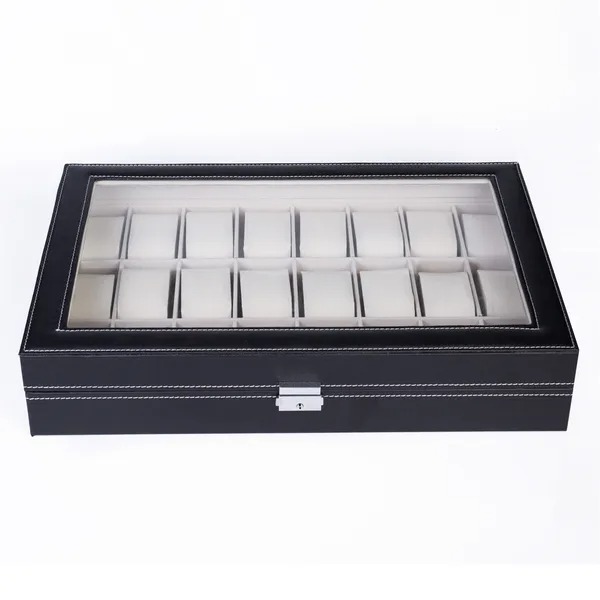 24 Slot Elegant Portable Black Watch  Box Case Organizer For Storage Display Holds Watches Jewelry For Men Women - Image 1