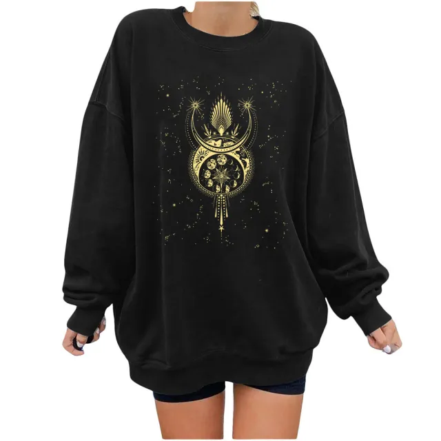 Five Pointed Star Array Guards Printed Women Sweater Black - Shop at LoveMi