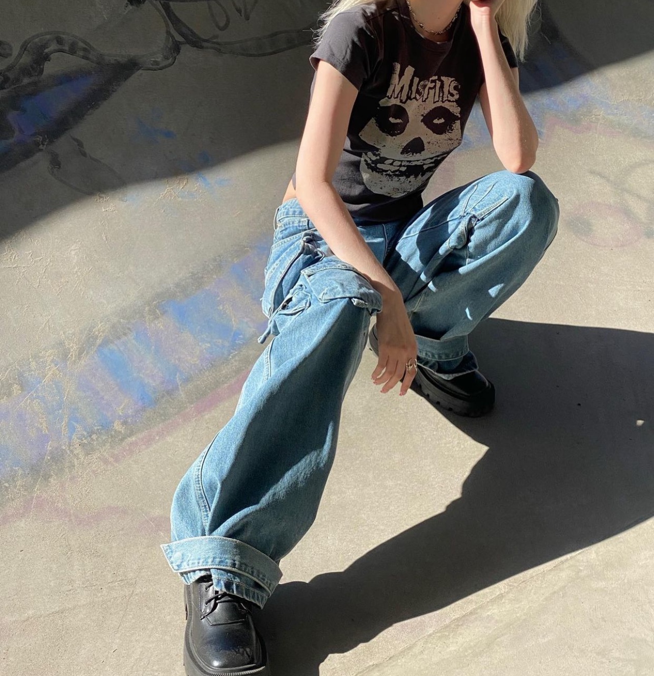 Large Pocket Heavy Work Wide Leg Jeans