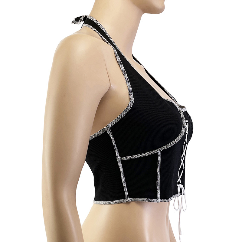 Title 2, Summer Stitching Tight-fitting Halter Neck Cont...