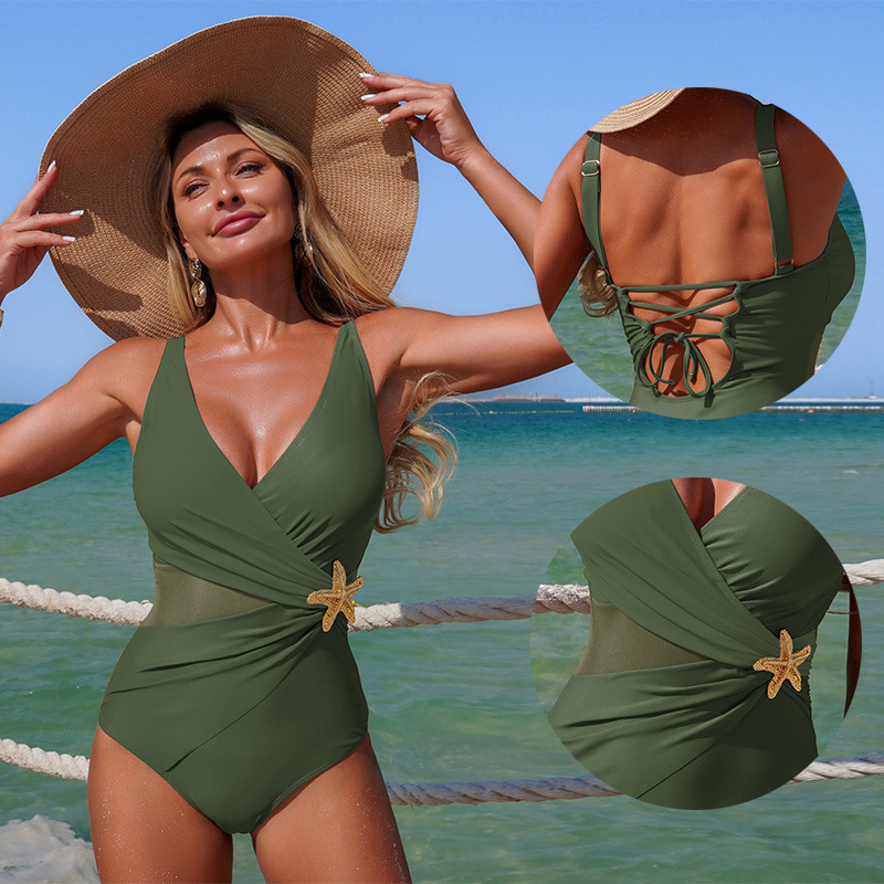 Women's Mesh Splicing One-piece Swimsuit