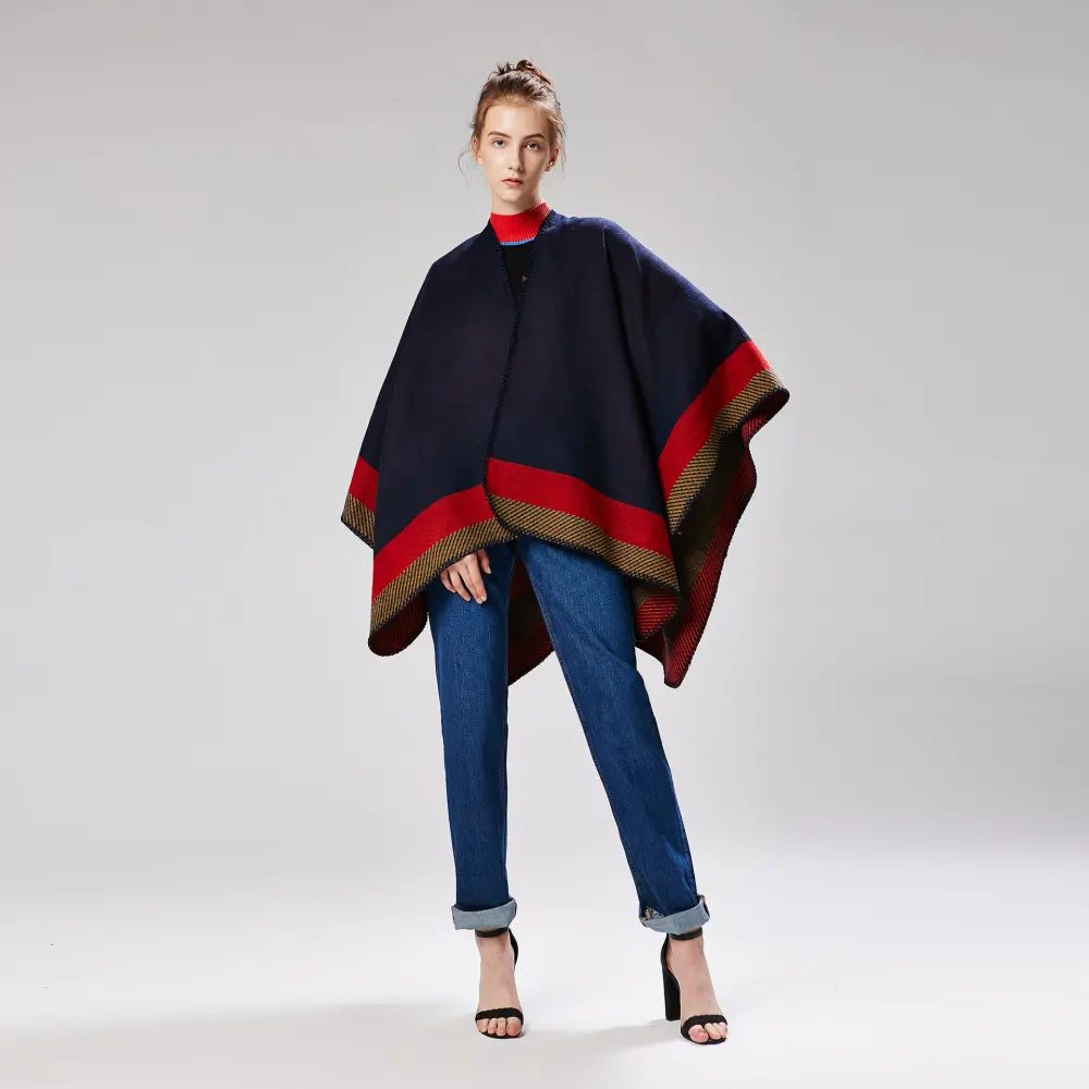 Women's Jacquard Frame Geometric Warm Shawl