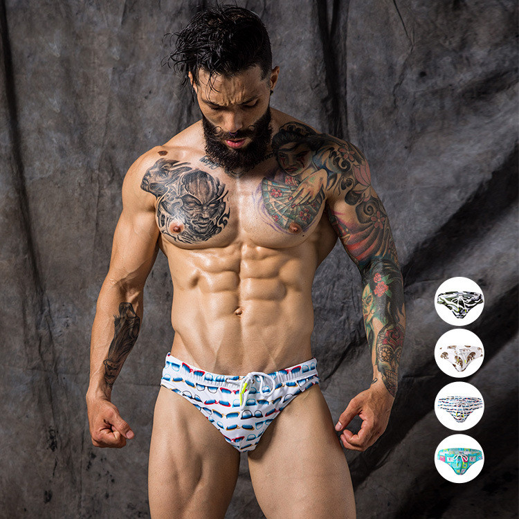 Men's Nylon Printed Swimming Briefs