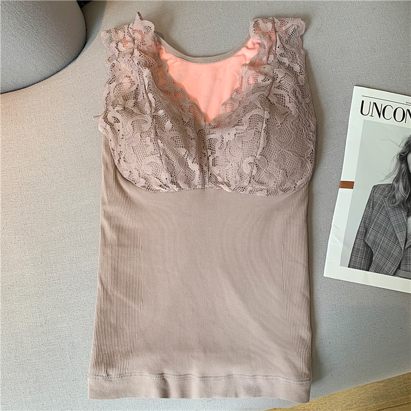 Padded V-neck Thermal Vest For Women Slim Fit Inside