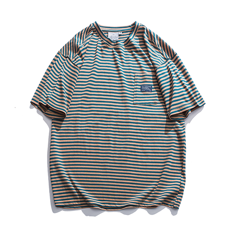 Men's Loose Patch Pockets Pure Cotton Short-sleeved Summer New Wild Sea Soul Shirt Tide Tee