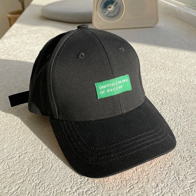 Patch Letter Baseball Boys And Girls Shade Sunscreen Curved Brim Hat Black - Shop at LoveMi