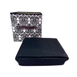 Folding Ottoman Storage Stool Cube Footstool Stool Blanket Box With Cover AU-black