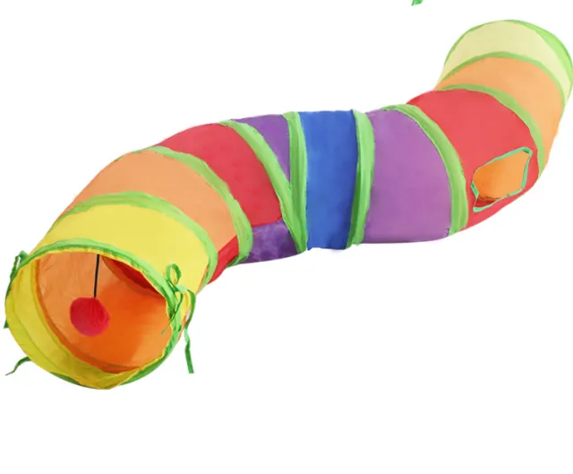 Rainbow S shaped Cat Tunnel Self hey Educational Cat Toy Collapsible Cat Tunnel Colorful - Shop at LoveMi