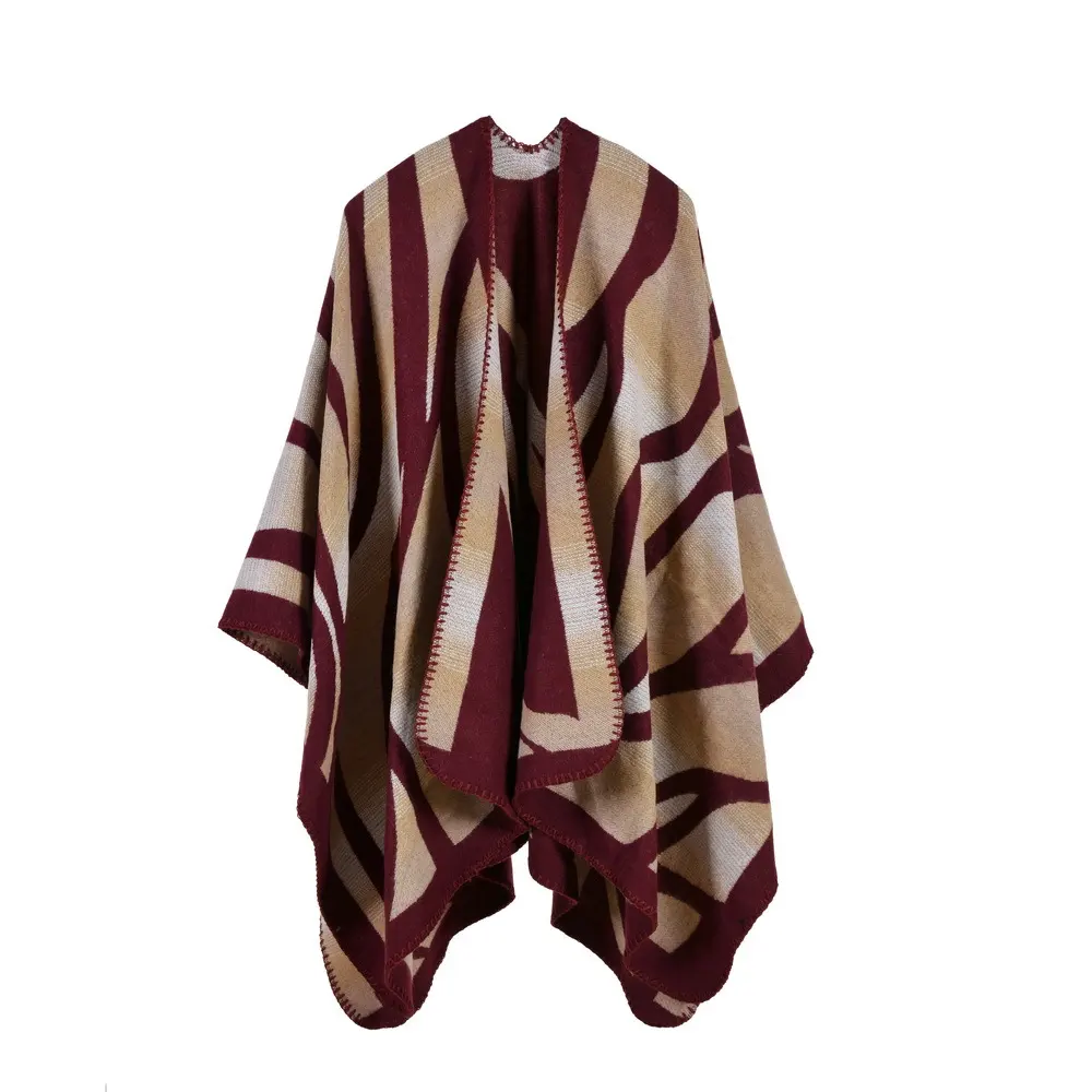 Women's Camouflage Gradient Color Faux Cashmere Split Shawl