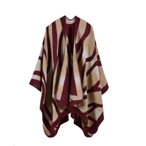 Women's Camouflage Gradient Color Faux Cashmere Split Shawl