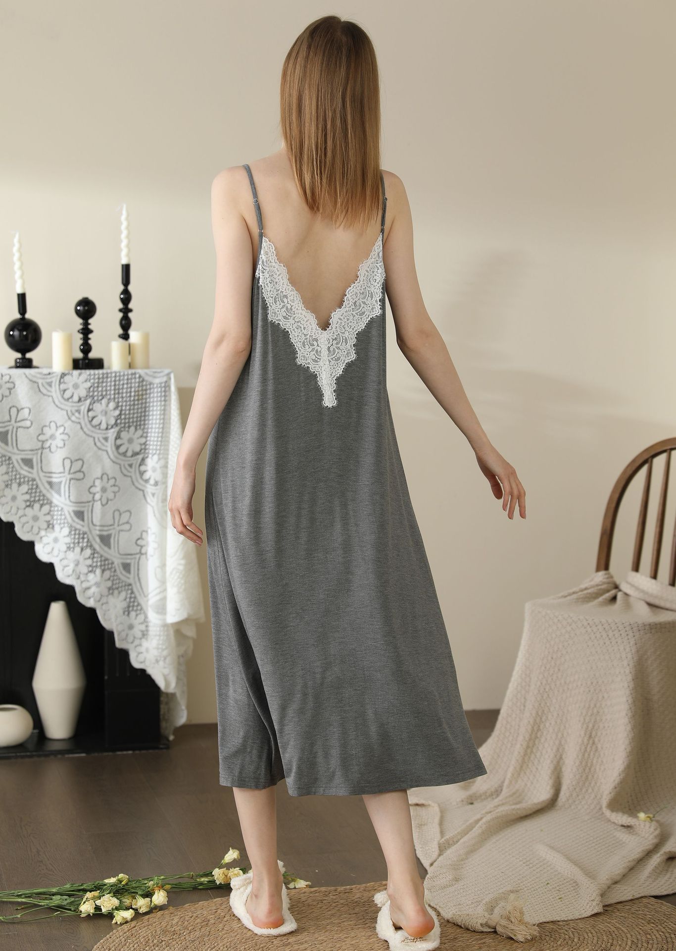 Title 13, Backless Modal Nightdress Womens Midi Dress