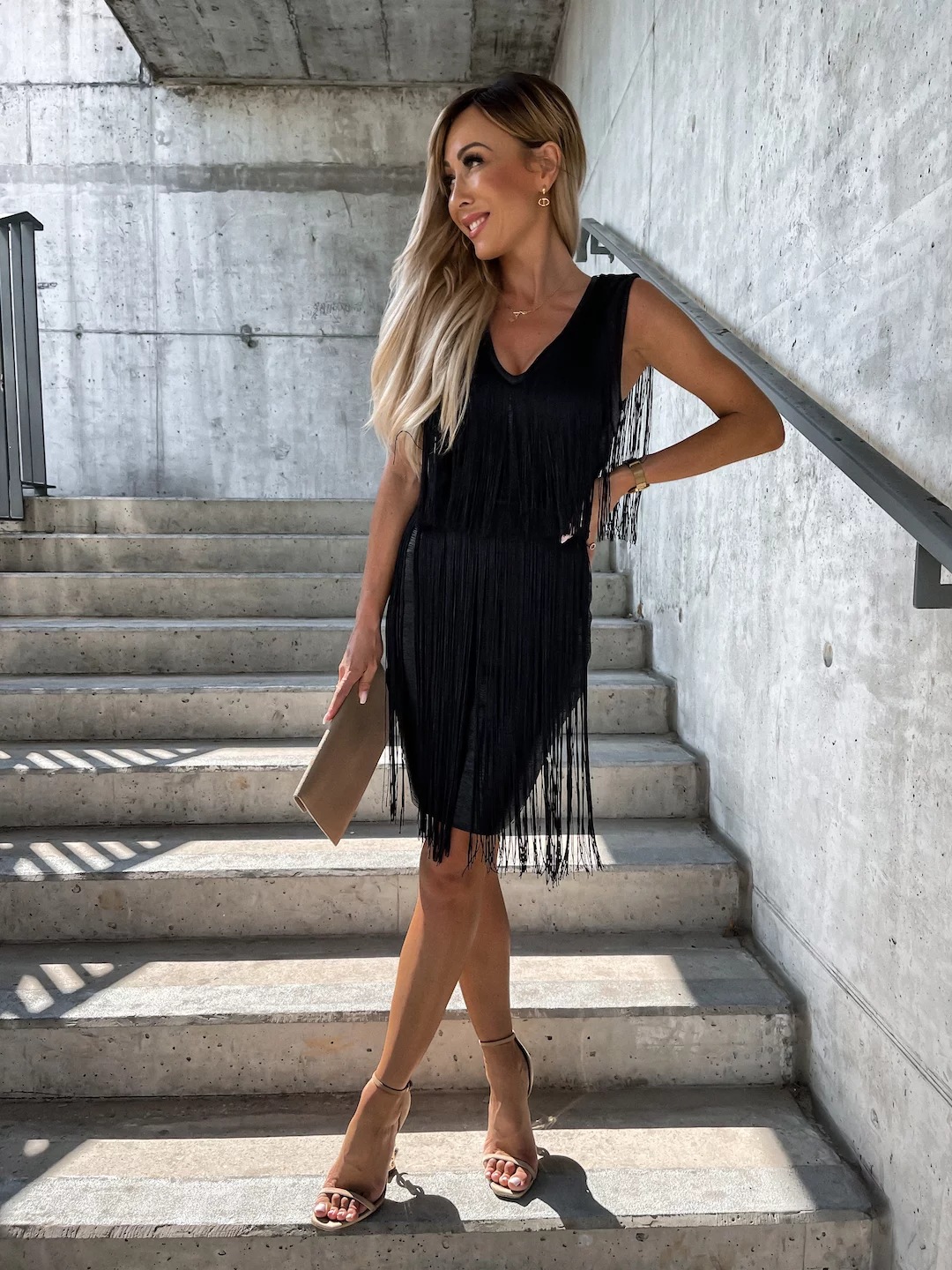 European And American Slim Fit Slimming V-neckline Fringed Sheath Sexy Dress