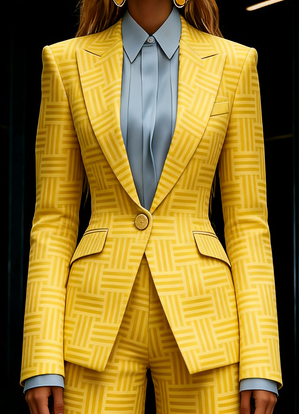 Houndstooth Lapel Slim Fit Suit Jacket For Women, Long Sleeve