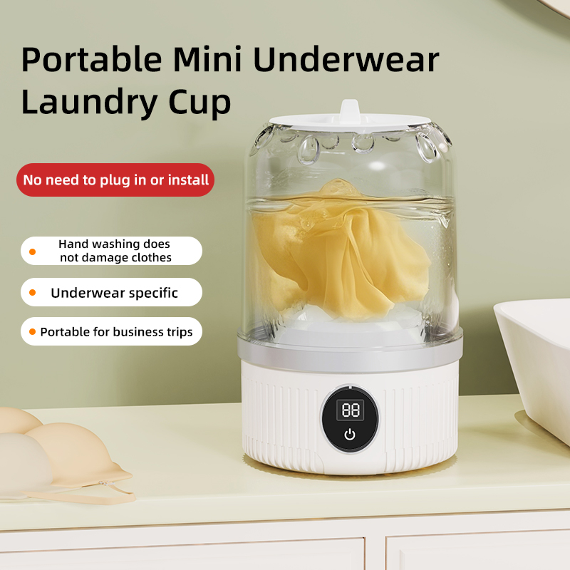 MINI WASHER PORTABLE Wireless Non Electric Automatic Laundry Cup, Compact Personal Laundry For Underwear Socks, Travel Camping Dorm