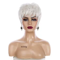 Chemical Fibre High Temperature Silk Pure White Grandma Wig - White - View 1