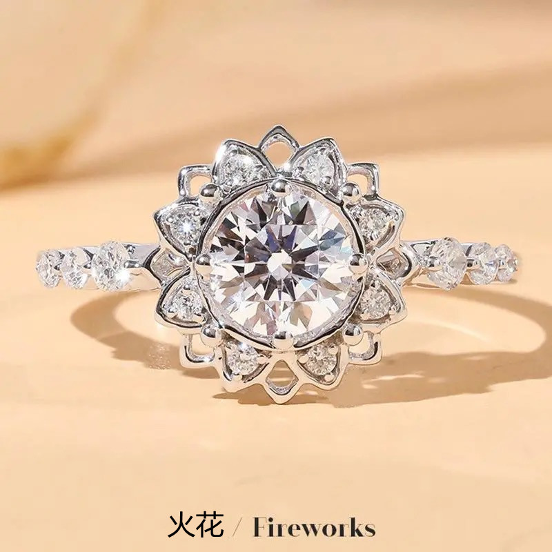 Elegant 1 Carat Six Prong Wedding Ring Light Luxury Adjustable Couple Ring For Women thumbnail 6