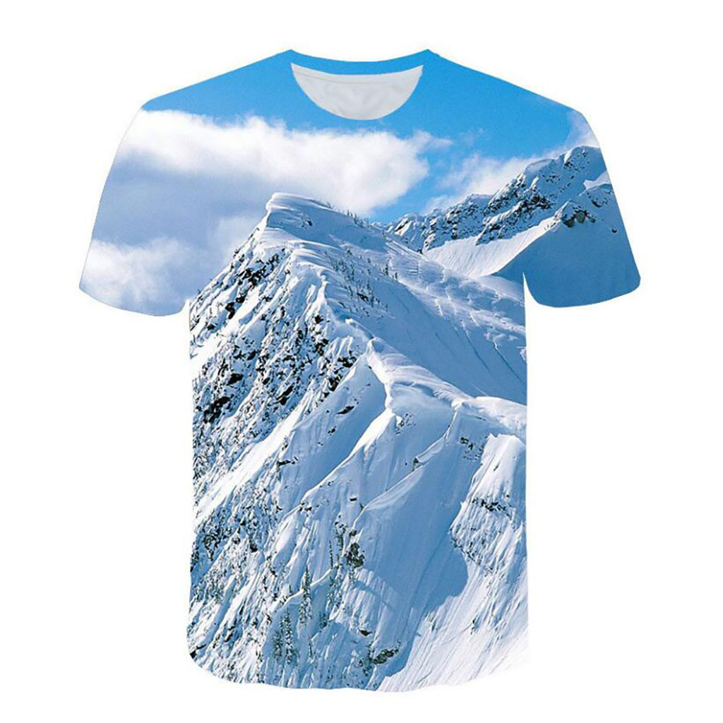 Title 5, Camiseta masculina 3D com estampa de montanha W...