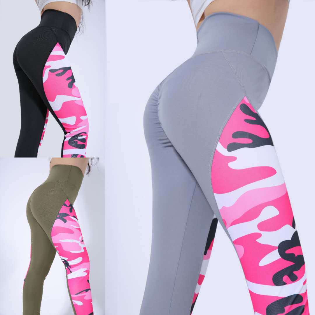 Title 4, Camouflage Stitching Yoga Pants Damen Leggings ...