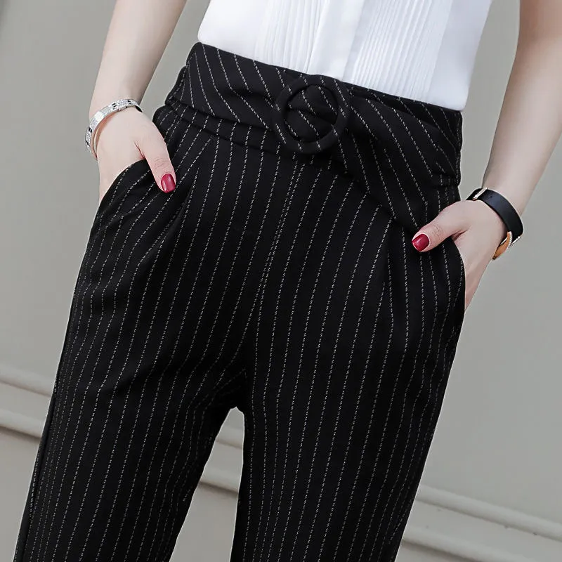 Stretch Thin Striped Professional Harem Pants Fashion All-match Casual Pants - Stripe