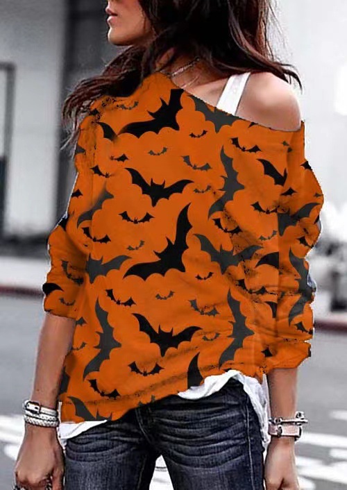 Printed Round Neck Pullover Ladies Sweater F Xl - Shop at LoveMi