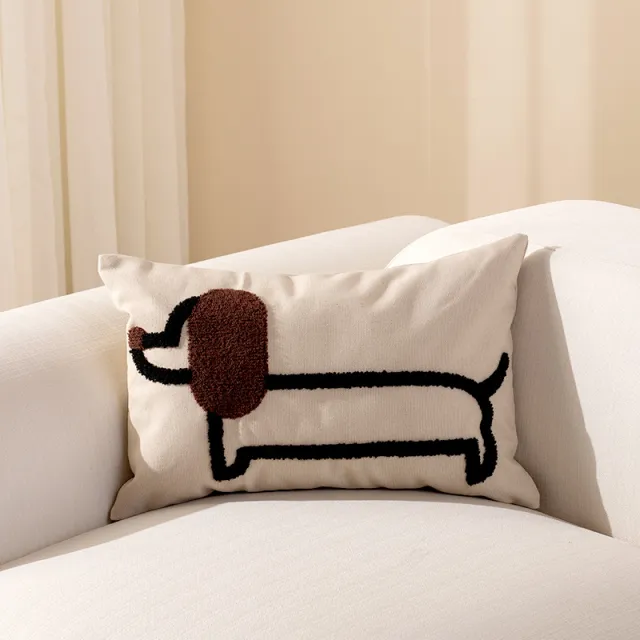Modern Simple Household Canvas Embroidered Pillow Cover Black - Shop at LoveMi