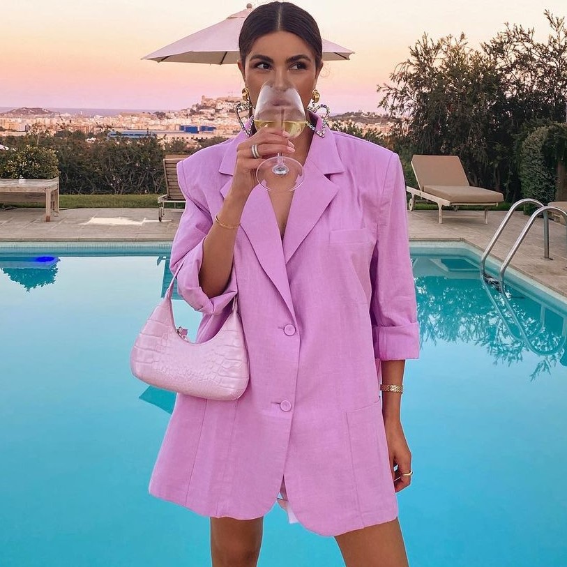 Women's Loose Buckle Shoulder Pad Jacket Fashion Casual Suit