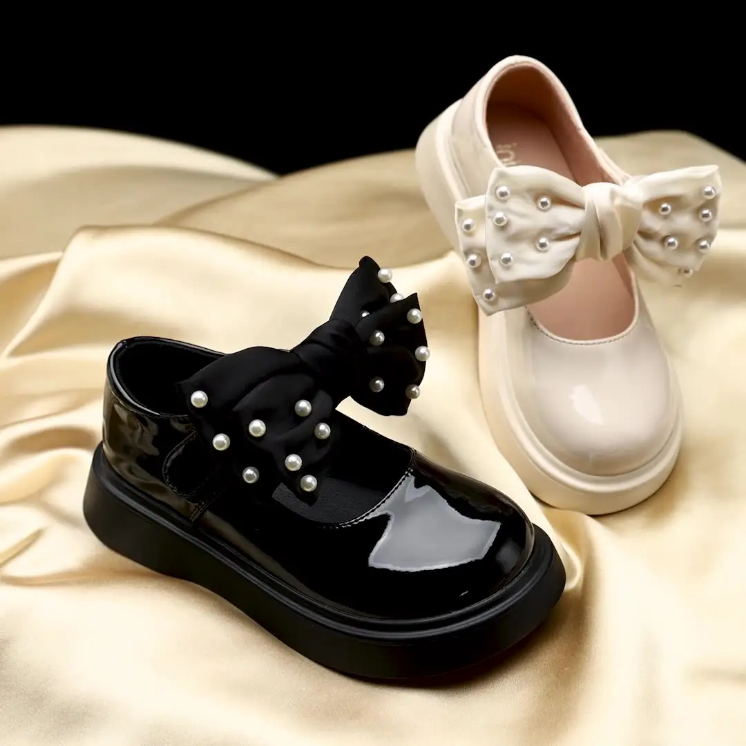 Fashion Black Children's Soft Sole Small Leather