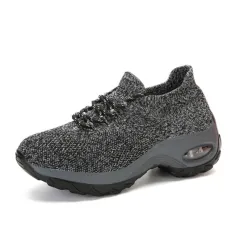 Women's Flying Socks Casual Running Shoes - Grey - View 1