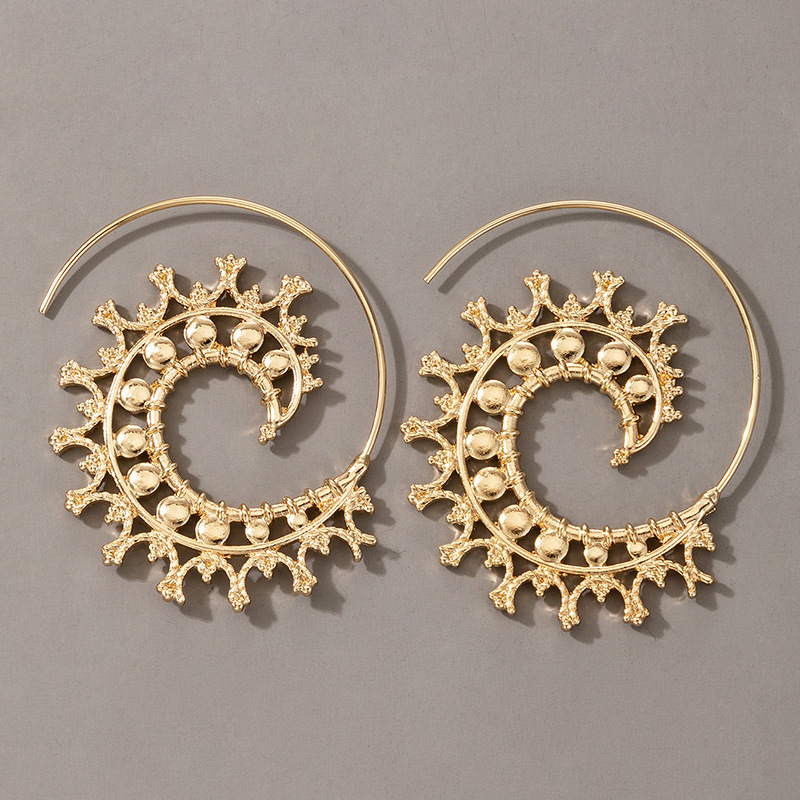 Personalized Retro Spiral Creative Geometric Exaggerated Swirl Gear-shaped Earrings