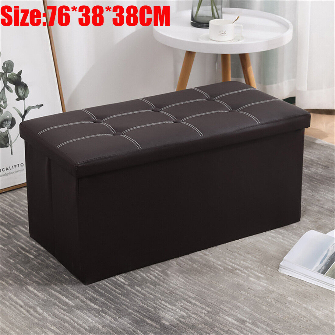 Large Seater Folding Storage Ottoman Pouffe Bench Seat Blanket Toy Chest Box UK — image 9