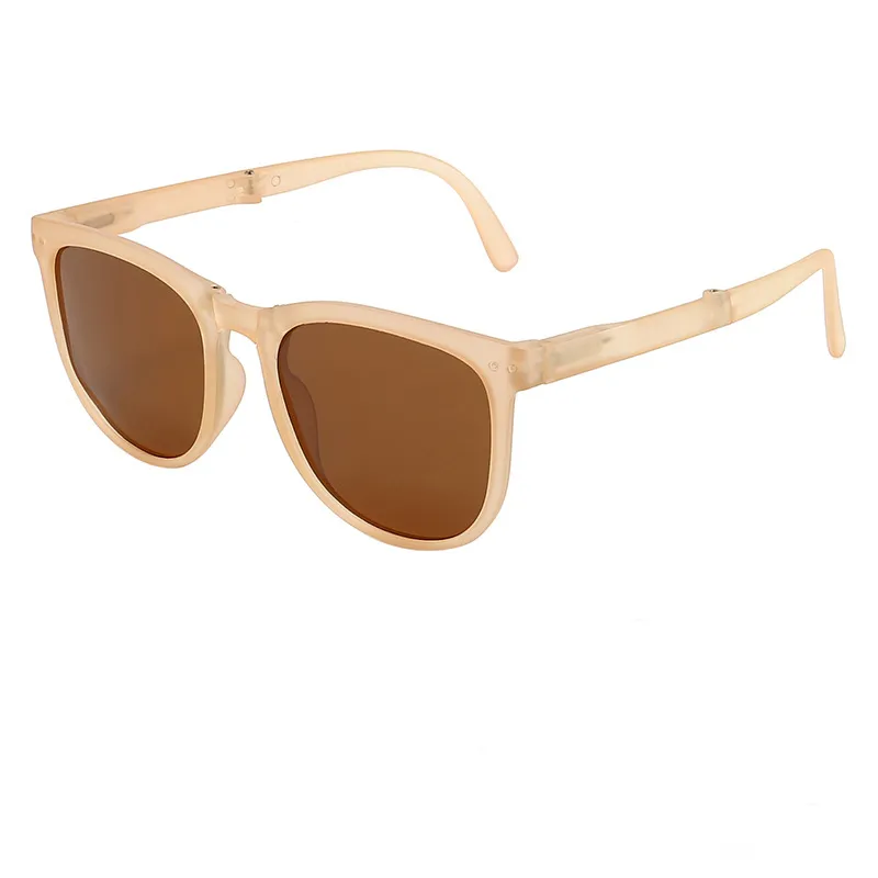 Trendy Foldable Sunglasses For Women TR Polarized Folding Sun Glasses - Tea