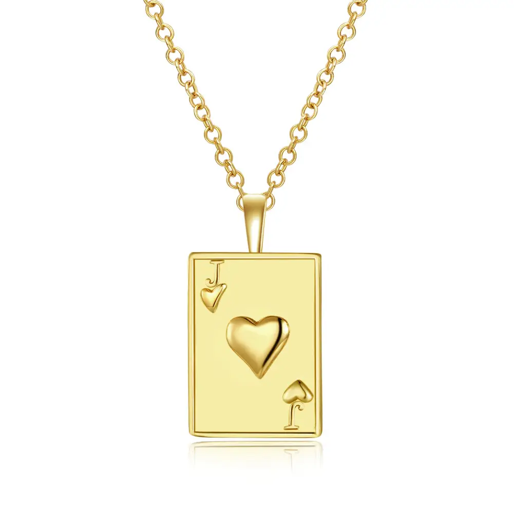 Poker Spade Red Heart A Titanium Steel Necklace Internet Hot Fashion Brand Style Men's And Women's Trendy Square Poker Pendant