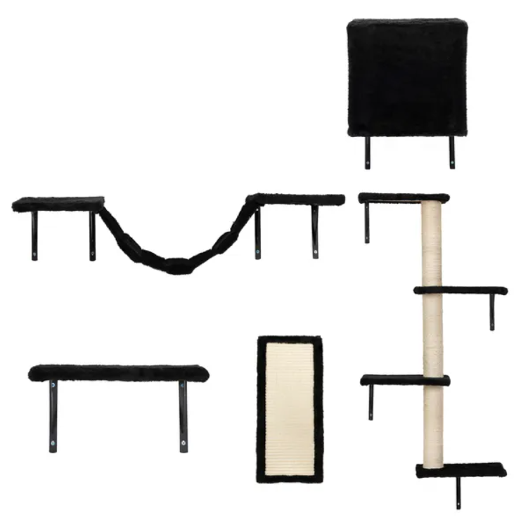 5 Pcs Wall Mounted Cat Climber Set  Floating Cat Shelves And Perches  Cat Activity Tree With Scratching Posts  Modern Cat Furniture
