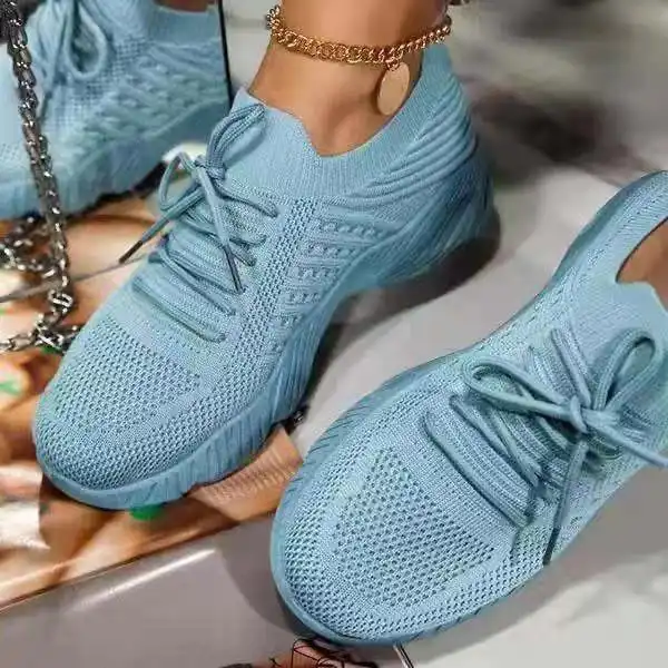 Solid Color Lace-up Flying Daddy Shoes