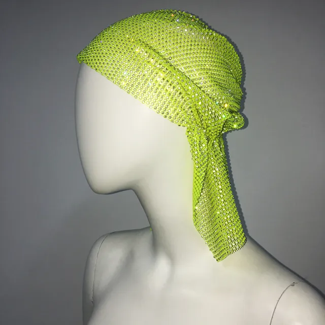 Accessories Ladies Stretch Rhinestone Pirate Hat Short Green - Shop at LoveMi
