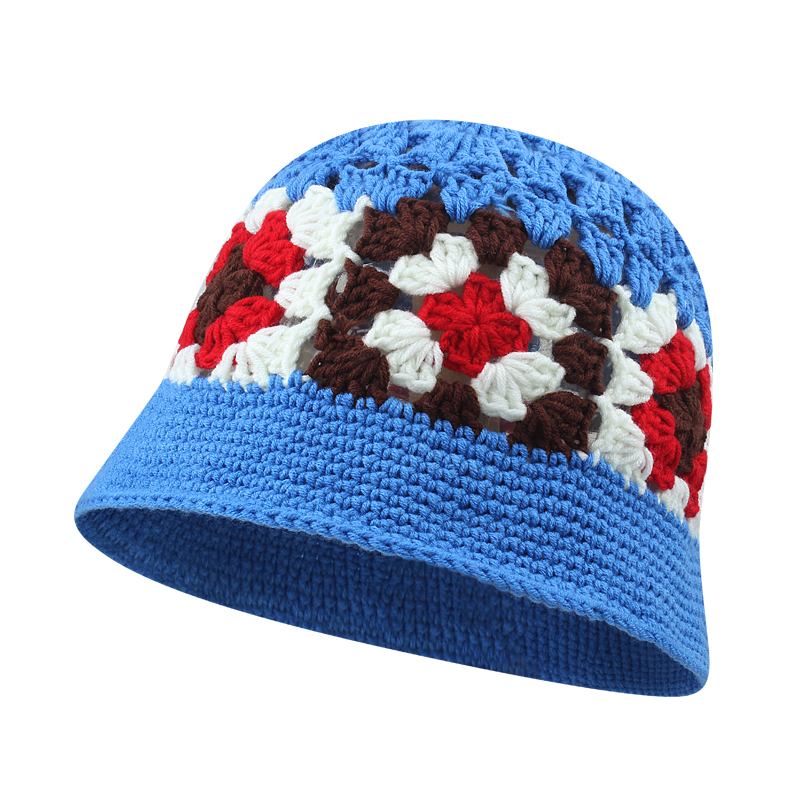 Small Crochet Hollow Bucket Hat Women's Knitted Bucket Big Head Circumference