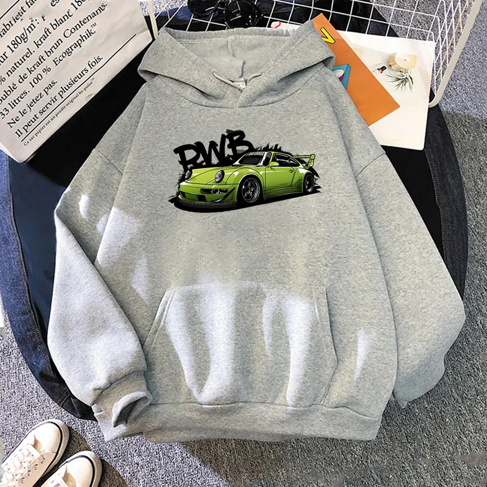 Initial D Hoodie Fashion For Porsche 911 RWB Hoody Long Slee - Grey