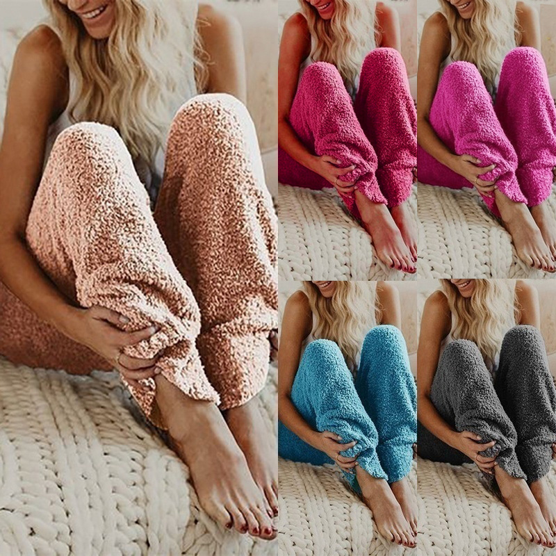 Solid Color Loose Plush Pants