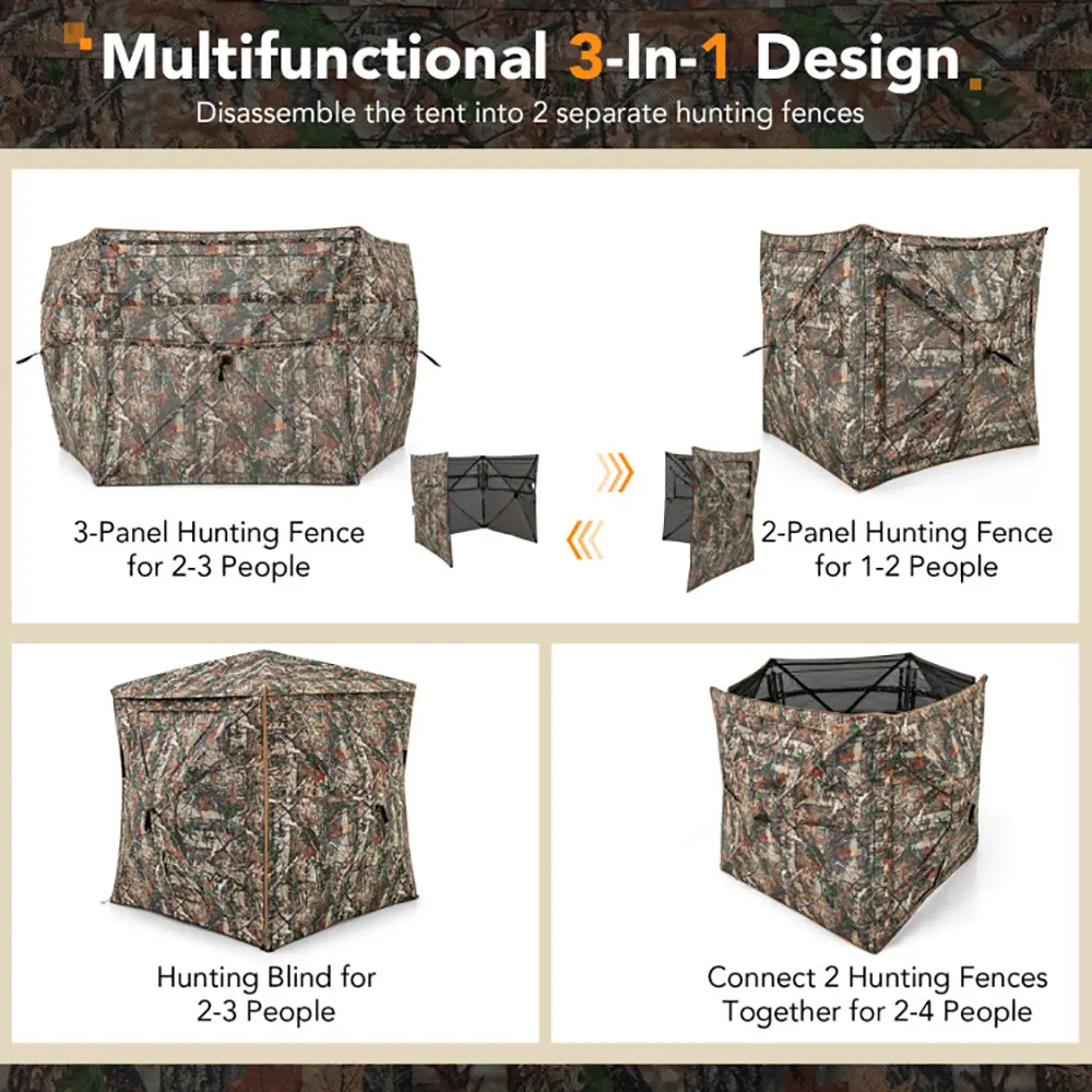 5-IN-1 Detachable Hunting Blind For 2-3 People With Skylight